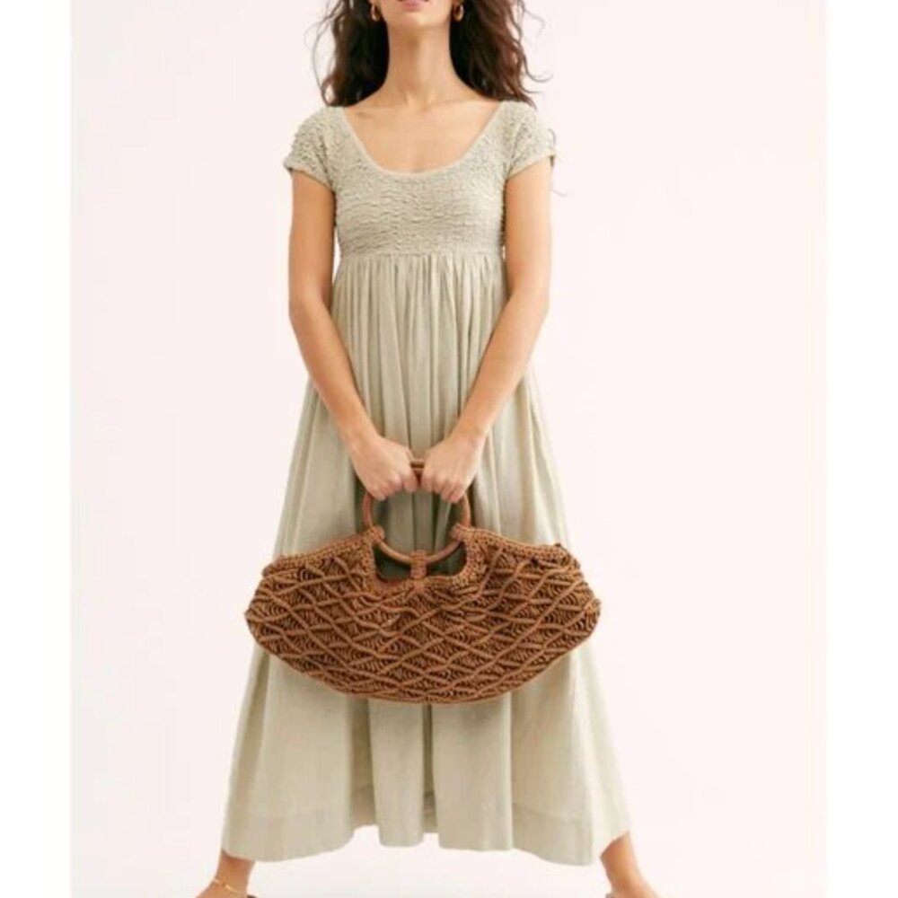 Women's Sage Green Smocked Empire Maxi Dress